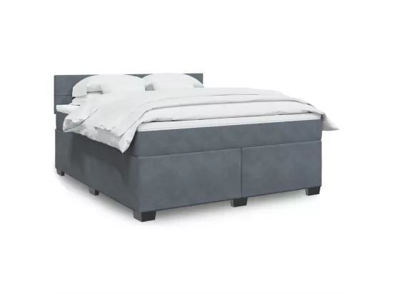 Sommier à lattes de lit et matelas Gris foncé 180x200cm Velours