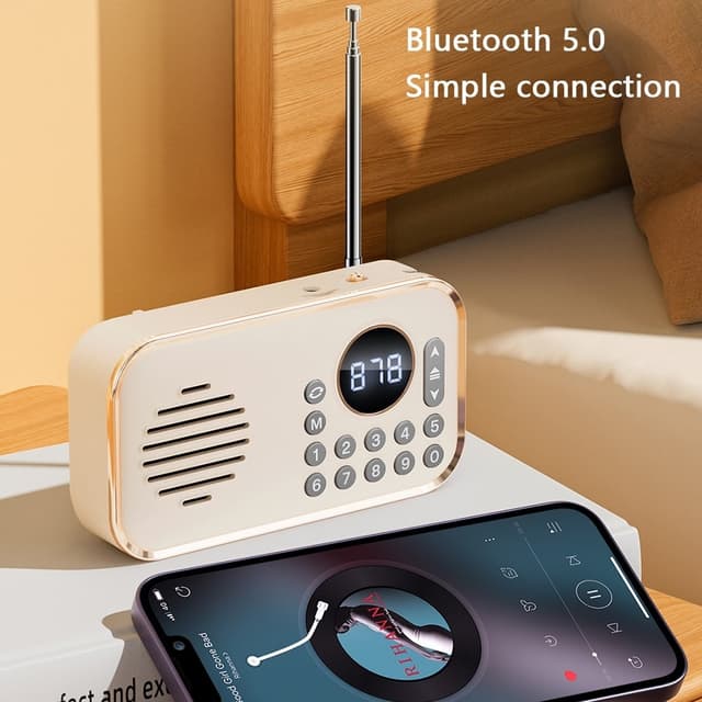 Bluetooth 5.0 FM Radio 3.5mm lydkabel TF Card U Disk