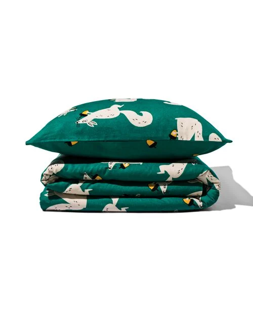 housse de couette enfant - flanelle - 140 x 200 écureuil vert
