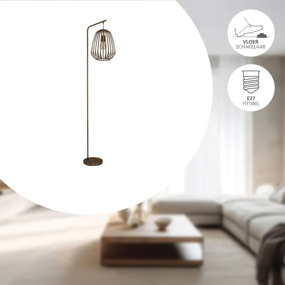 EGLO Espinal Vloerlamp - E27 - H 170 cm - Brons - Staal
