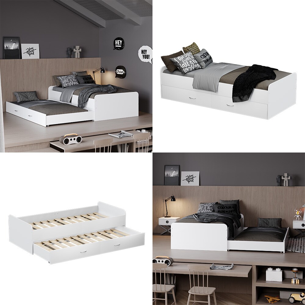 Oskar-Store Kojenbett Jasper 200 x 90 cm Weiß, mit Lattenrost, Funktionsbett, Gäste