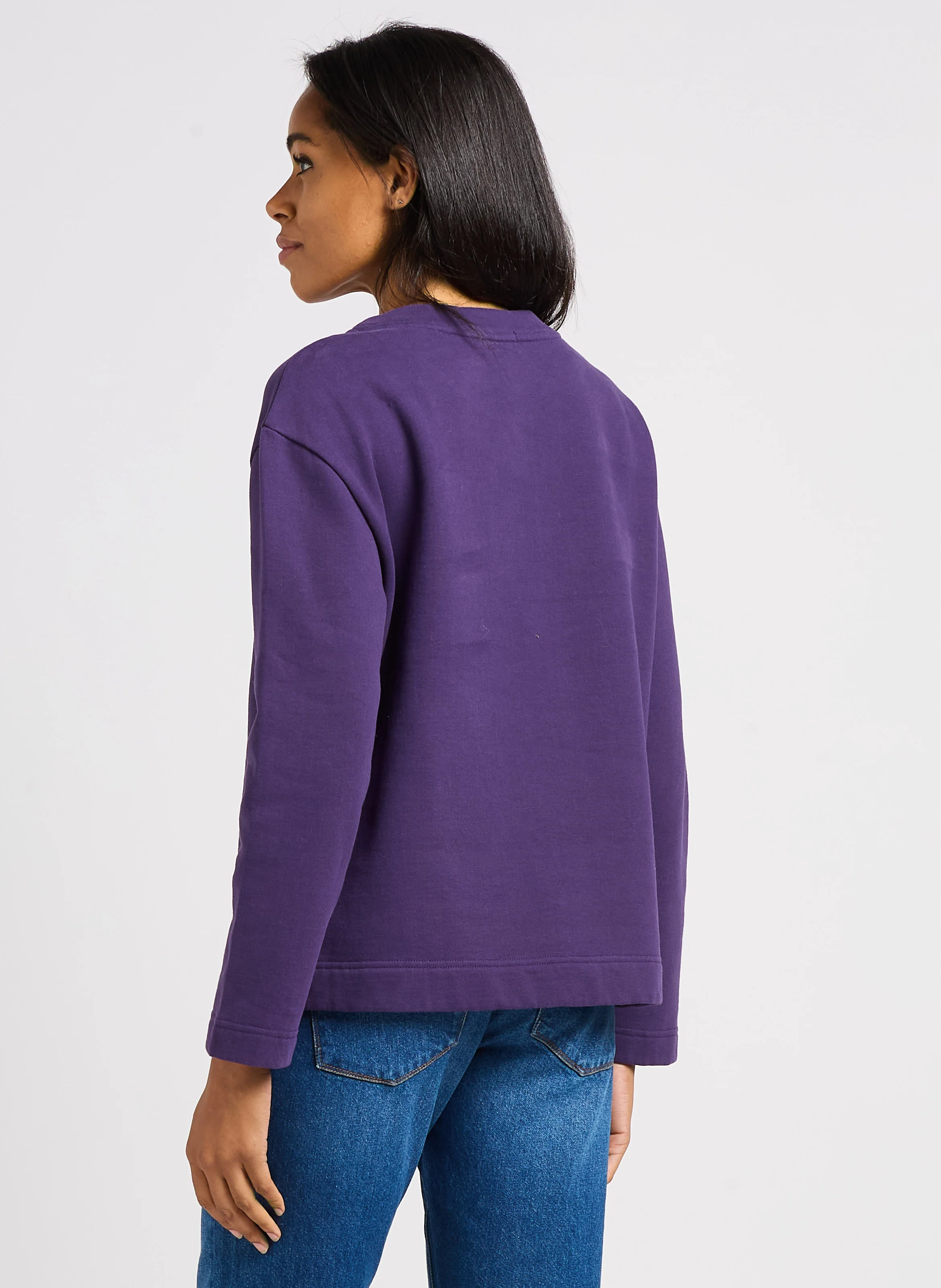 MAMOUR - Sweat oversize col rond sérigraphié en coton mélangé | Violet
