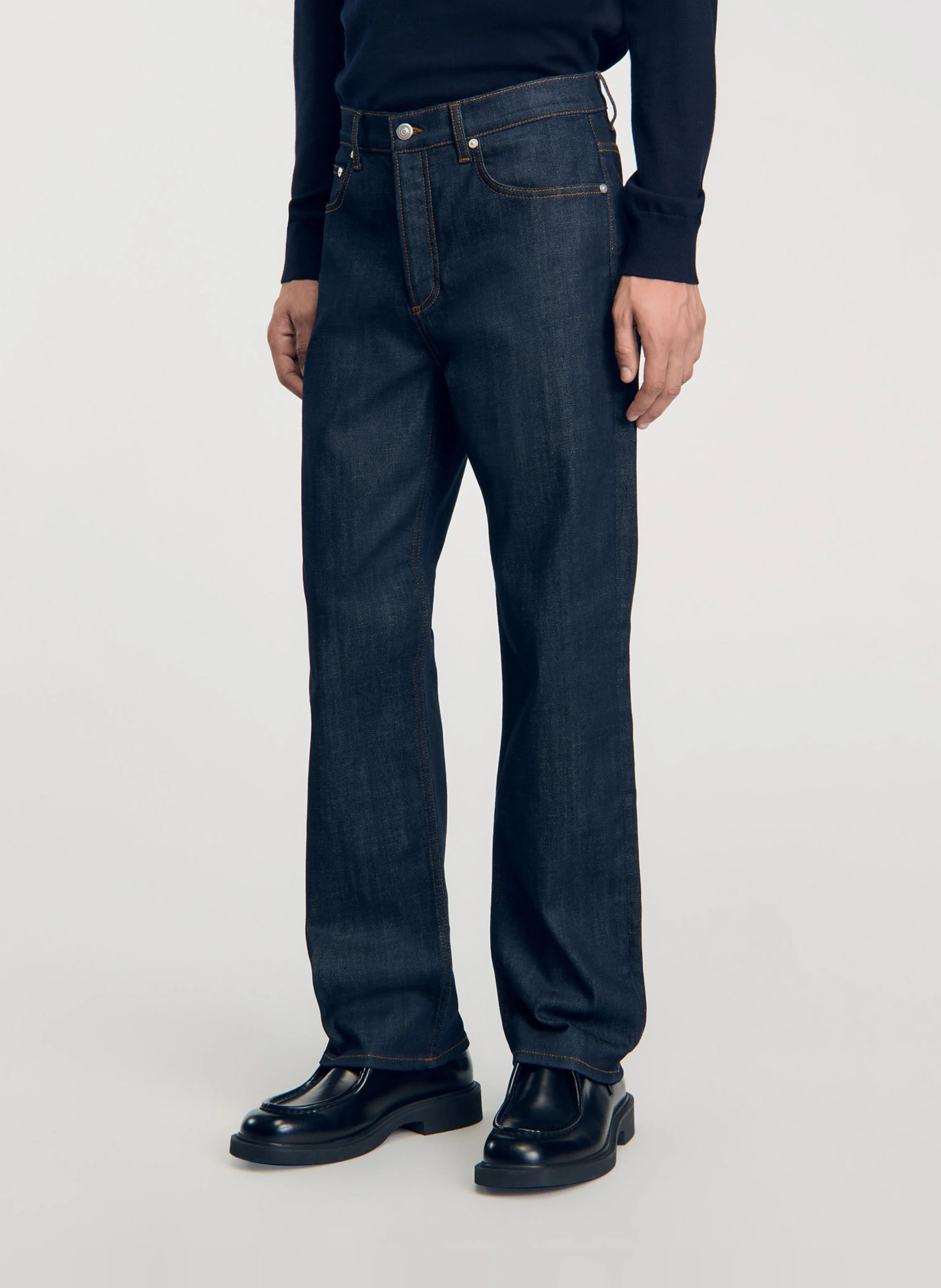 Jean large en coton mélangé | Bleu