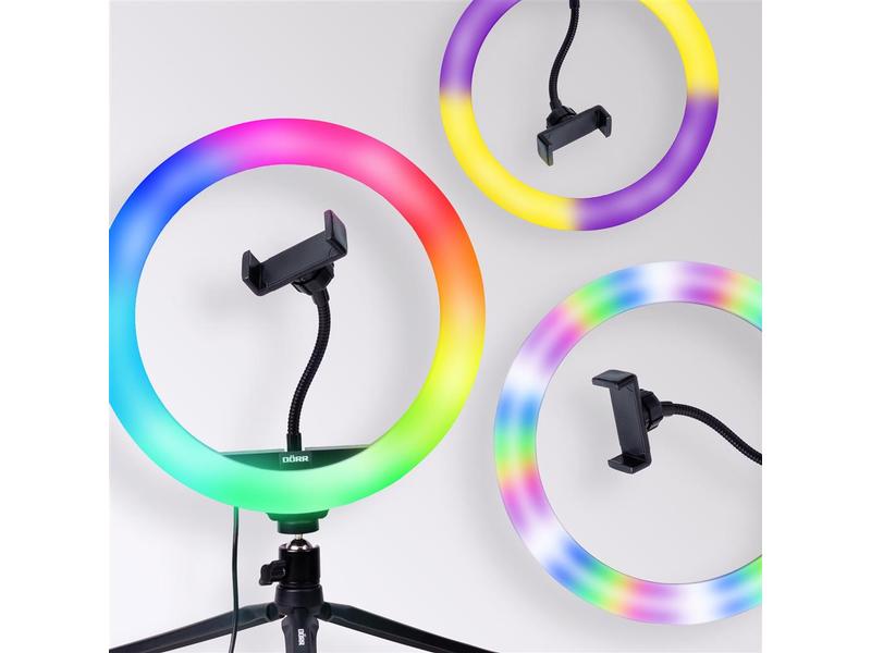 Dörr Videoleuchte Vlogging Kit VL-26 RGB Ringleuchte mit spannenden, einzigartigen Farb- und Blinkeffekten