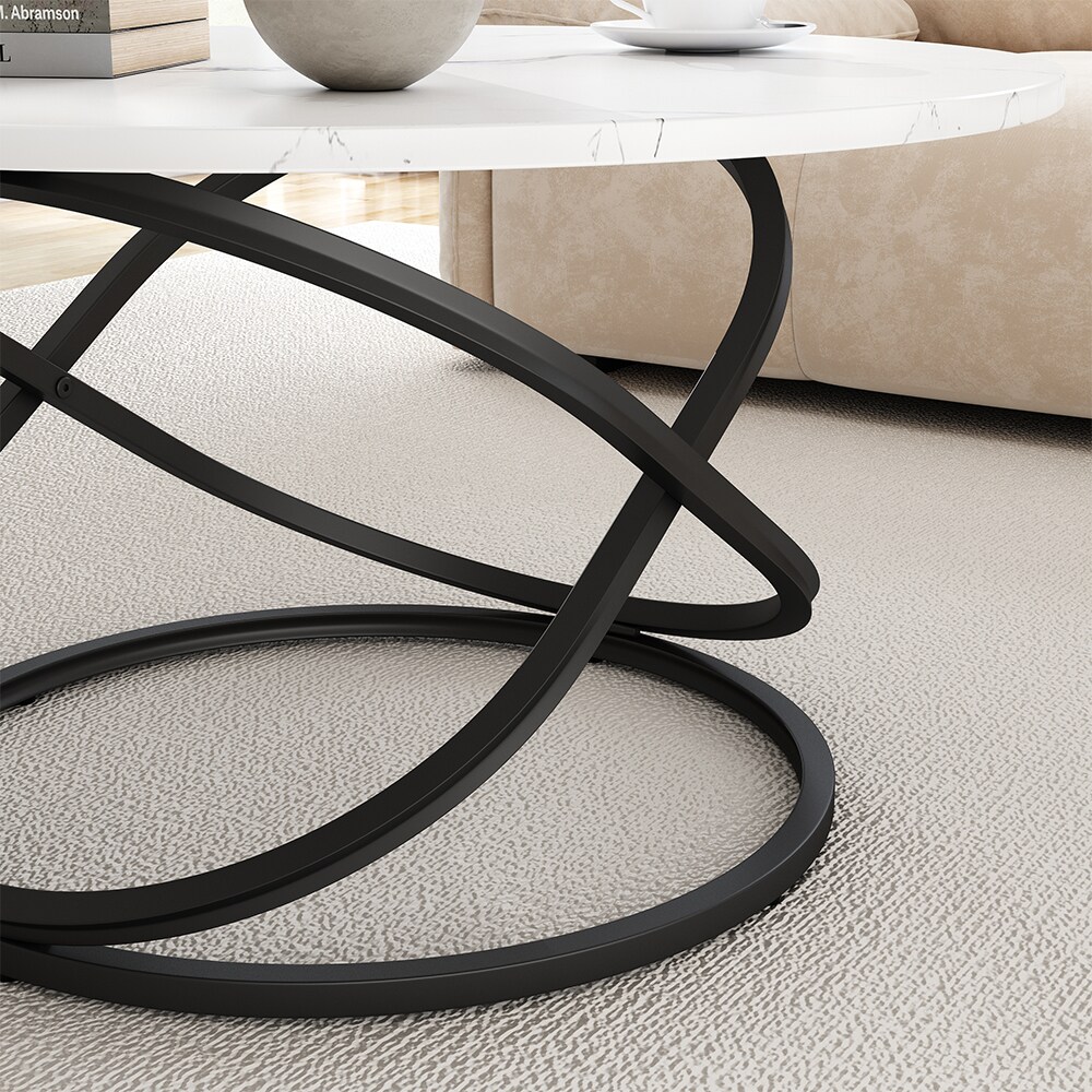 Vicco Couchtisch Calgary Weiß Marmor-Optik 80 x 46 cm Wohnzimmertisch