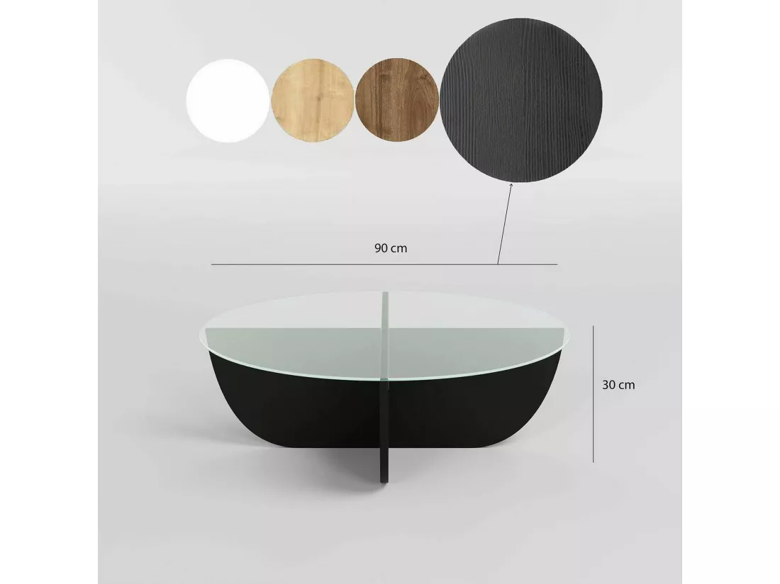 Table basse Phoebe, Table basse, Porte-revues pour canapé, Etagère de salon, 90x90h30 cm, Noir