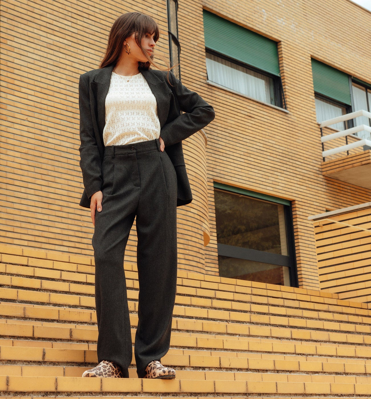 Pantalon de tailleur uni Femme - Gris