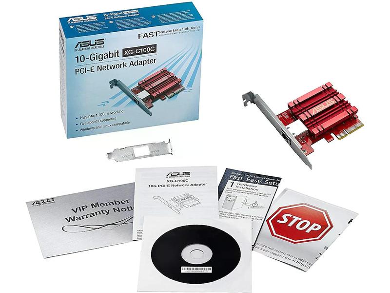 ASUS Netzwerkkarte XG-C100C V2 10/5/2.5/1Gbps PCI-Express x 10GBase-T PCIe Netzwerkadapter mit Abwärtskompatibilität zu 5/2.5/1G und 100 Mbps, RJ45-Schnittstelle sowie integriertem QoS