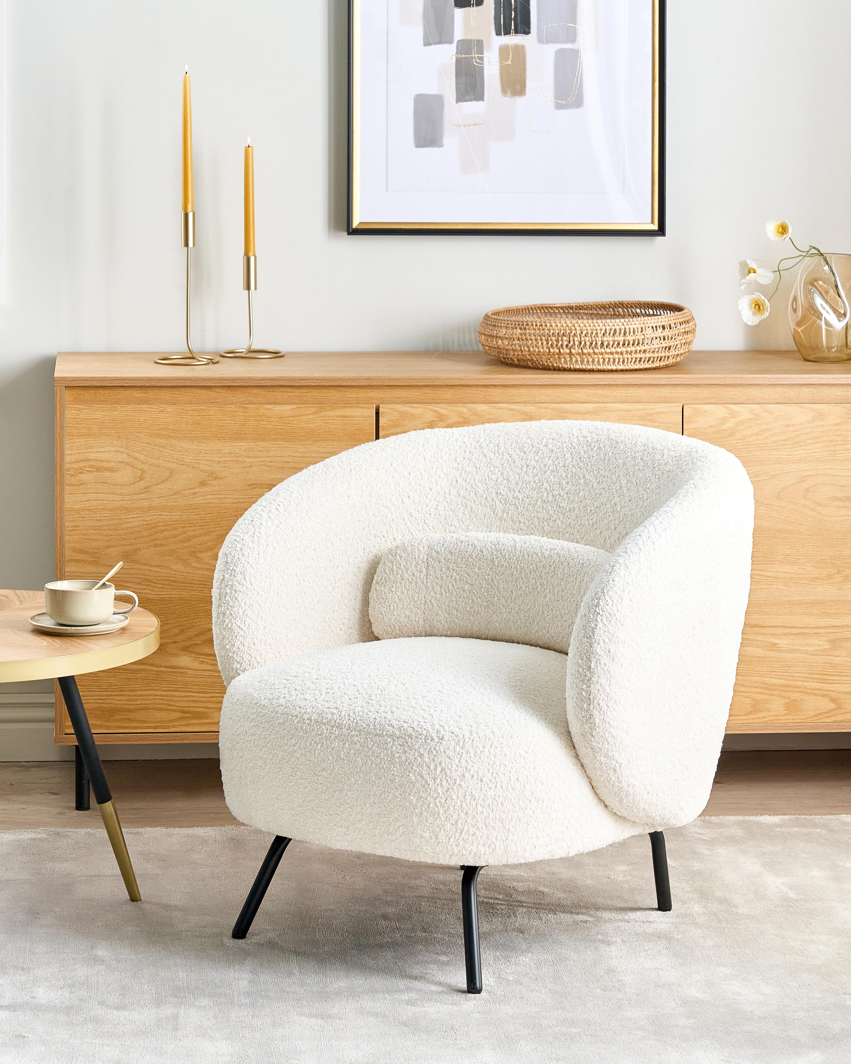 Fauteuil MAKELA Bouclé Gebroken wit