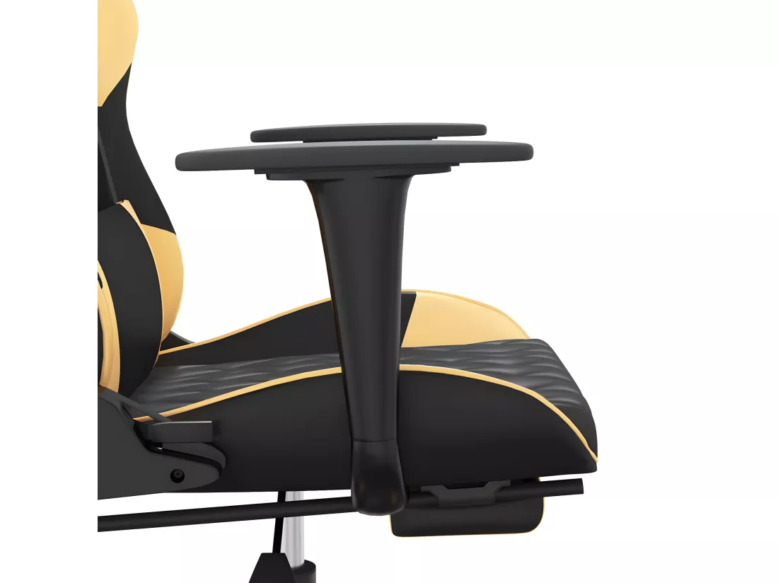Chaise de jeu avec repose-pied Noir et doré Similicuir
