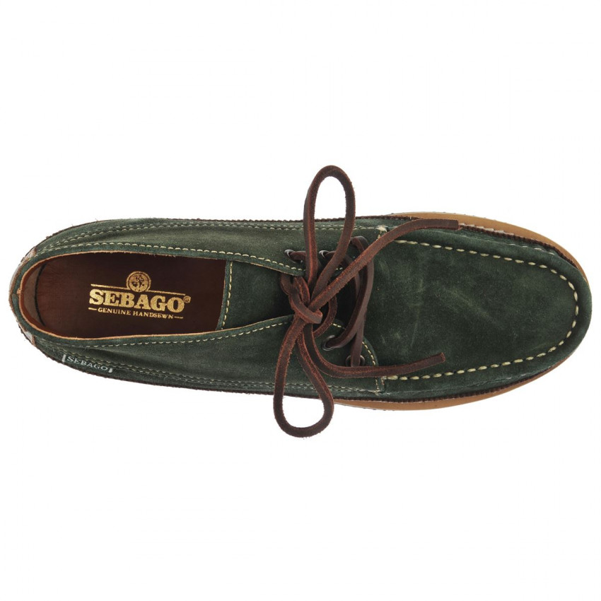 MAKWA SUEDE CANOE MOC TUMBLED COGNAC DARK BROWN-Mocassin en cuir pour homme