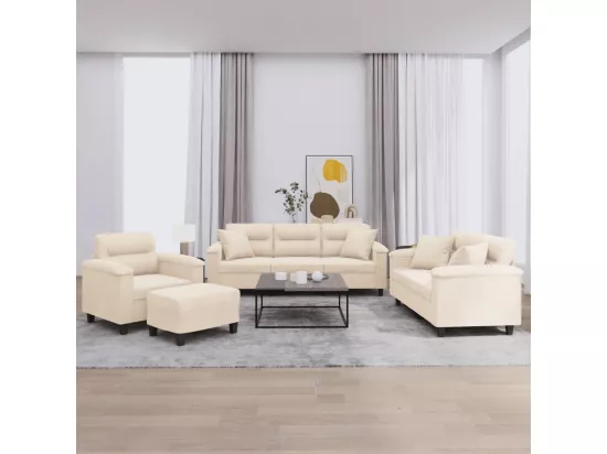 Ensemble de canapés 4 pièces avec coussins Beige Tissu microfibre