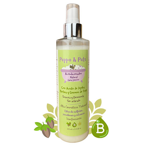 Peppo and Pets - Spray condicionador feito com ingredientes naturais para cães - Com óleo de jojoba