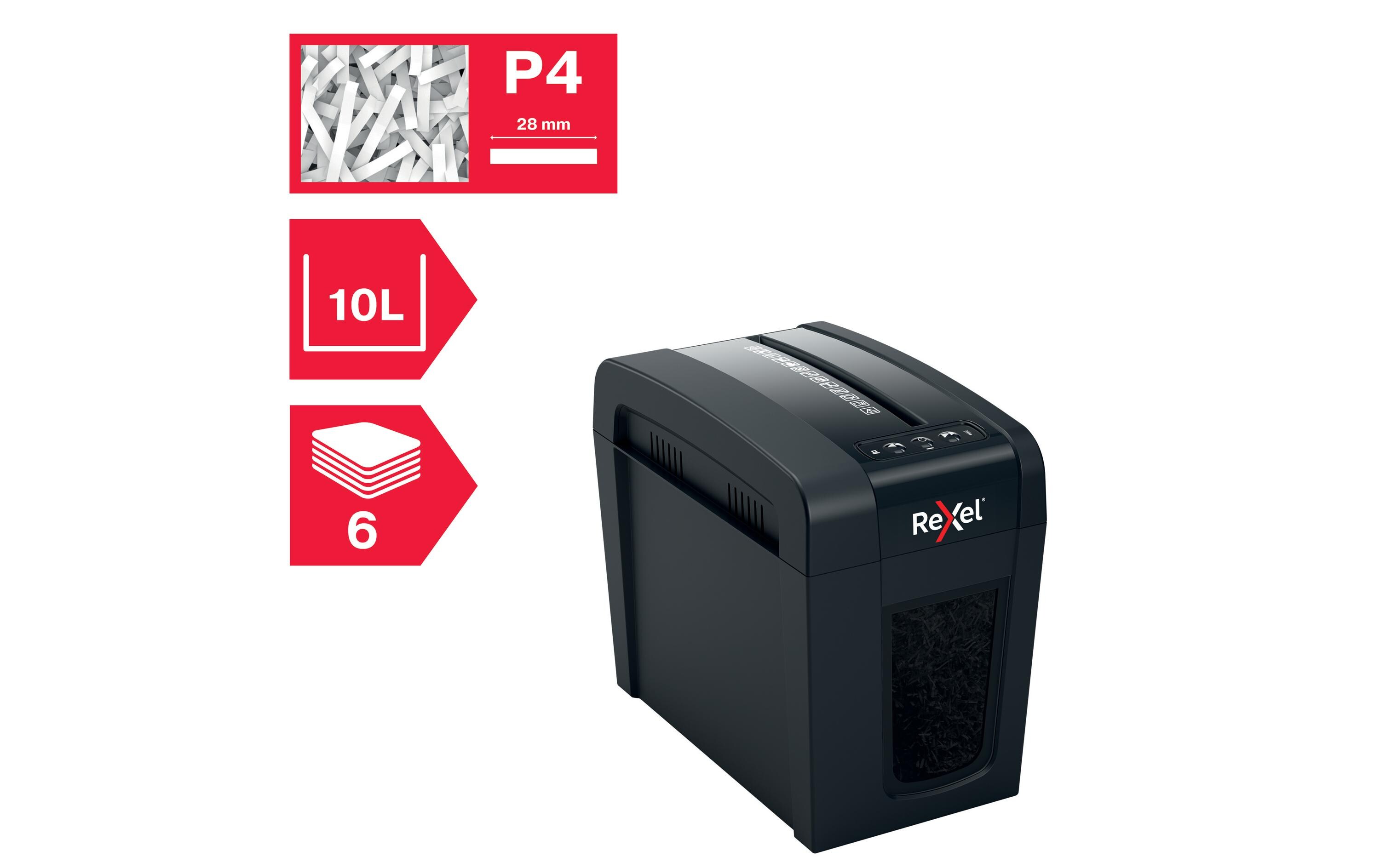 Aktenvernichter Rexel Secure X6-SL P-4, 6 Seiten<br>Manueller Schredder für die sichere Vernichtung vertraulicher Unterlagen