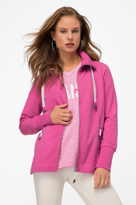 Sweatjacke, Stehkragen, Zipper, Langarm