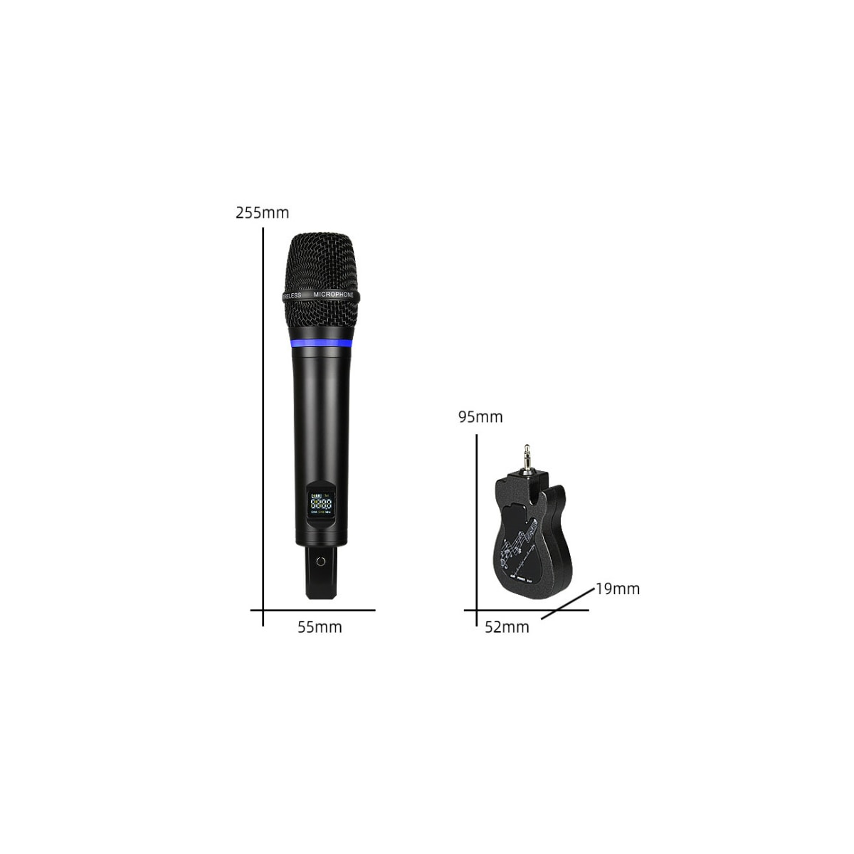 Trådløs mikrofon Bluetooth-reverb med Android-portkabel, 2 stk. Sort