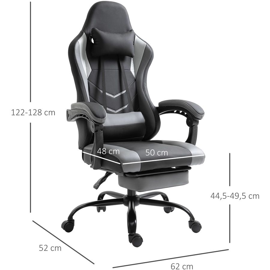 Vinsetto Gamingstuhl mit Fußstütze schwarz