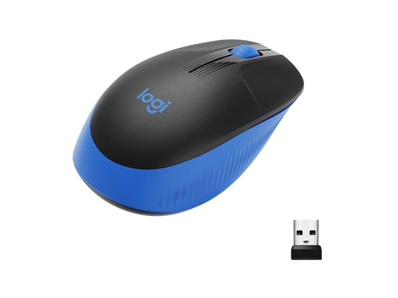 Logitech Maus M190 Blau/Schwarz, kabellos Universelle Arbeitsmaus für alltägliche Büroarbeiten