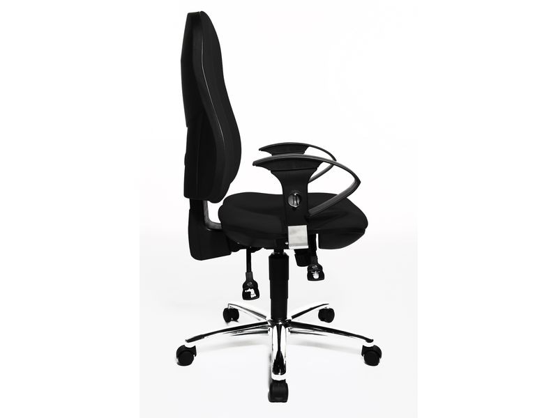 Topstar Bürostuhl Support Syncro Deluxe, Schwarz Bequemer Bandscheiben-Drehstuhl