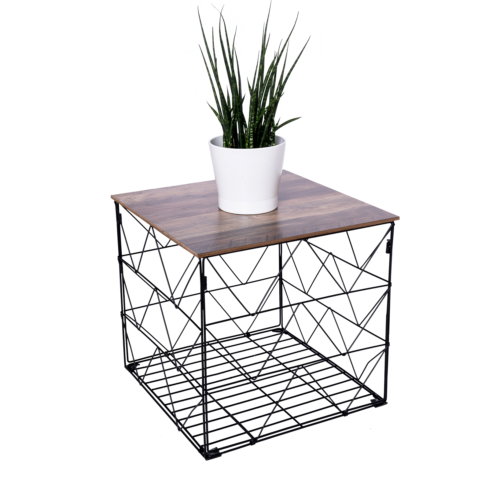 Beistelltisch - schwarz-holzfarben - Metall - 40 cm