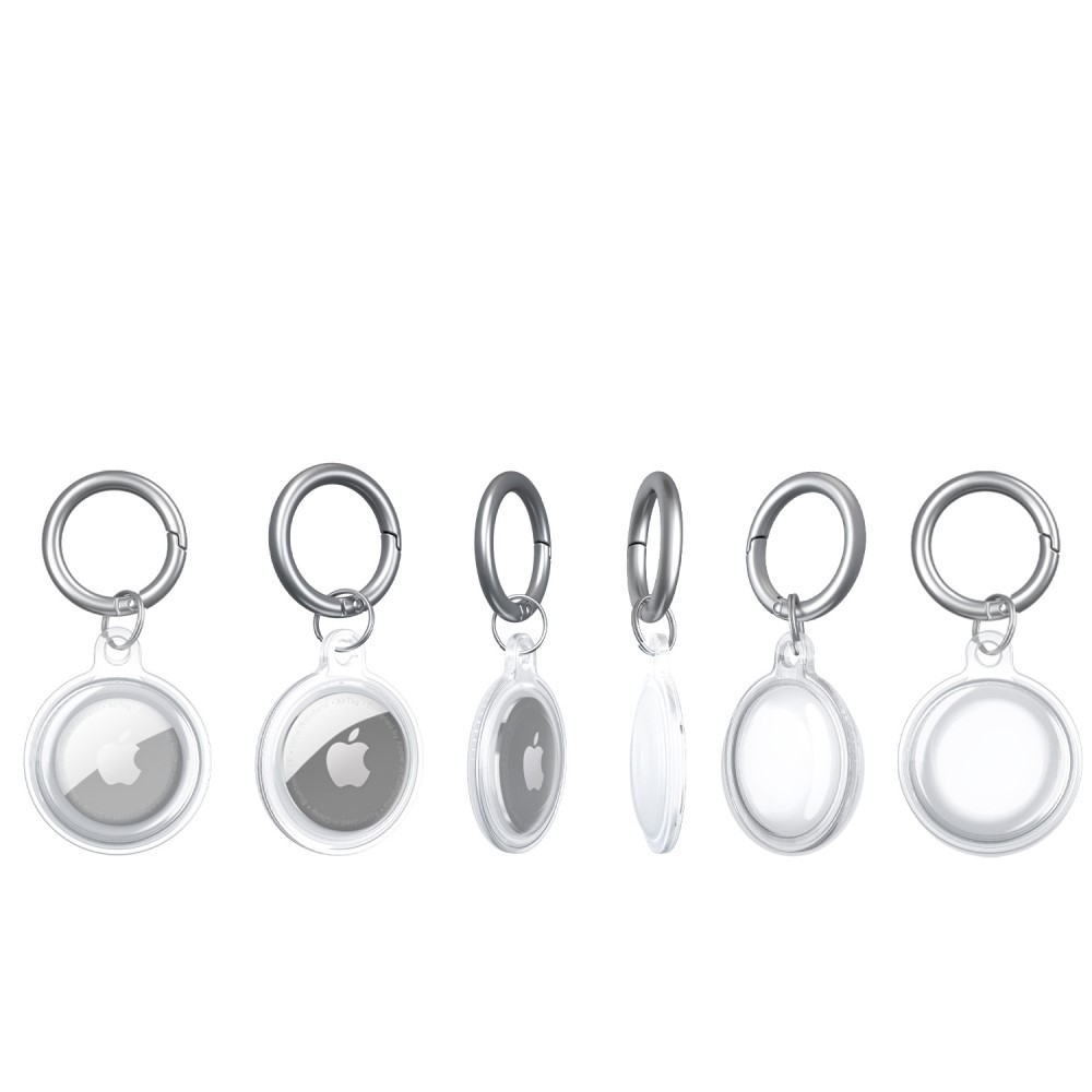 Apple AirTag Anhänger 360° Grad Gummi Case Hülle Schlüsselanhänger - Transparent / Rosa