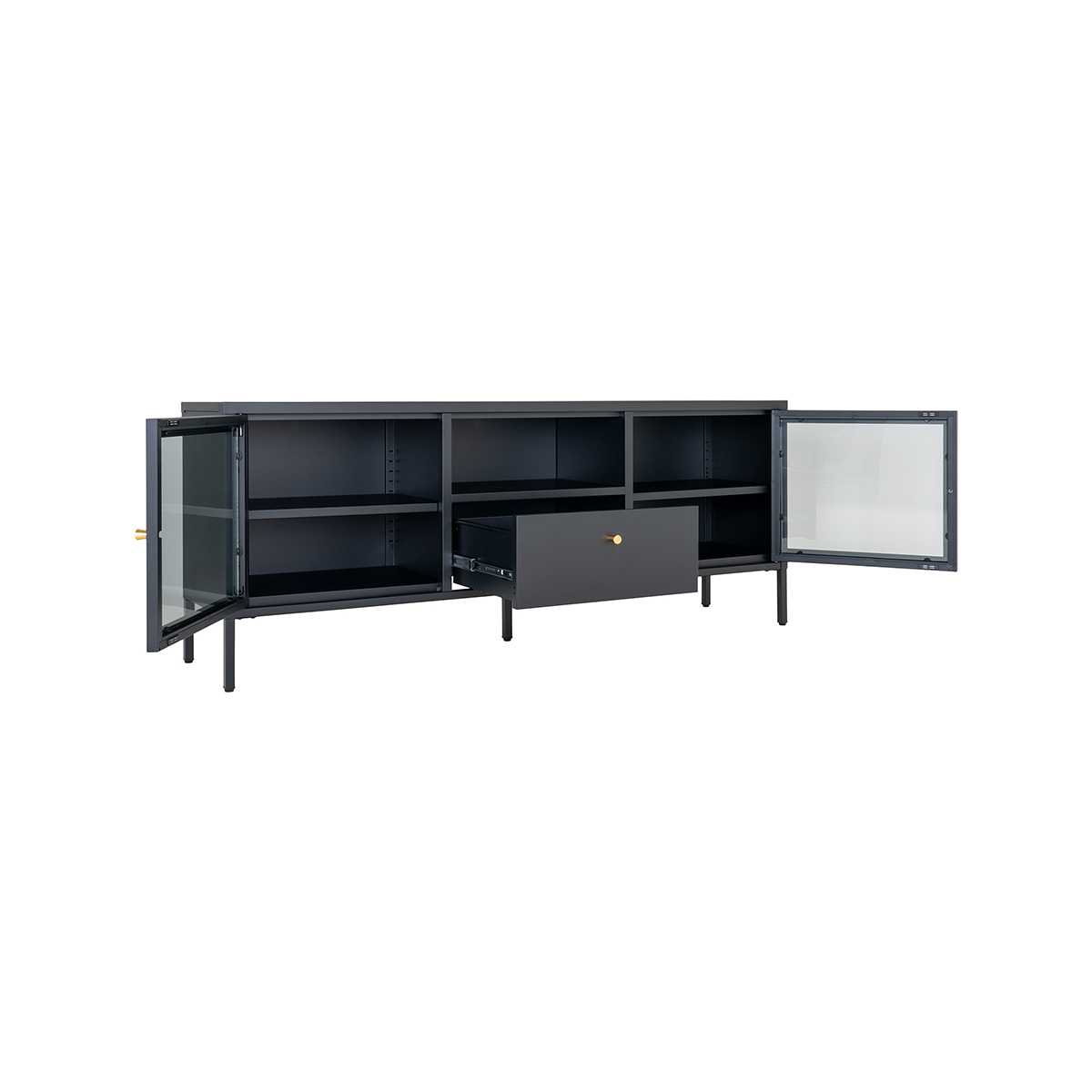 Metalen tv-meubel James - 160 x 35 cm Zwart