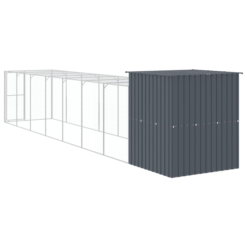 Poulailler avec cour anthracite 165x863x181 cm acier galvanisé