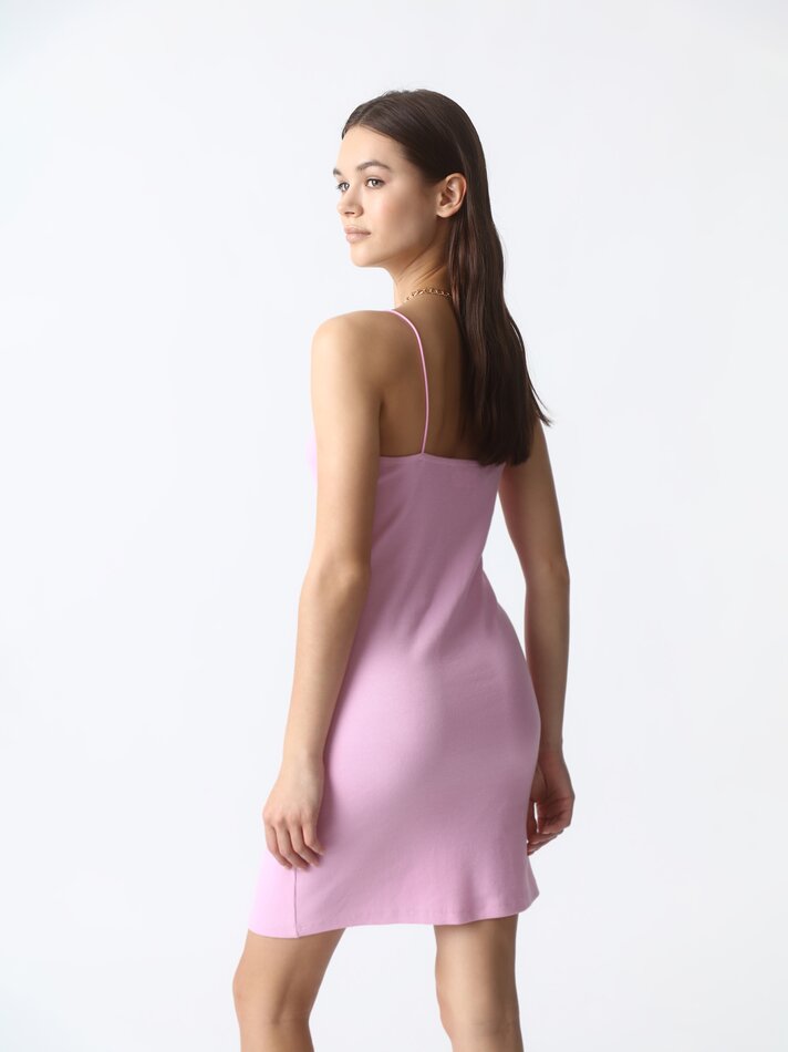 Vestido curto canelado - Rosa