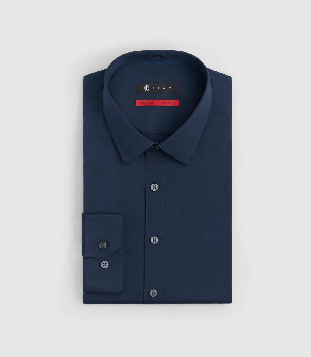 Chemise coton stretch slim marine 