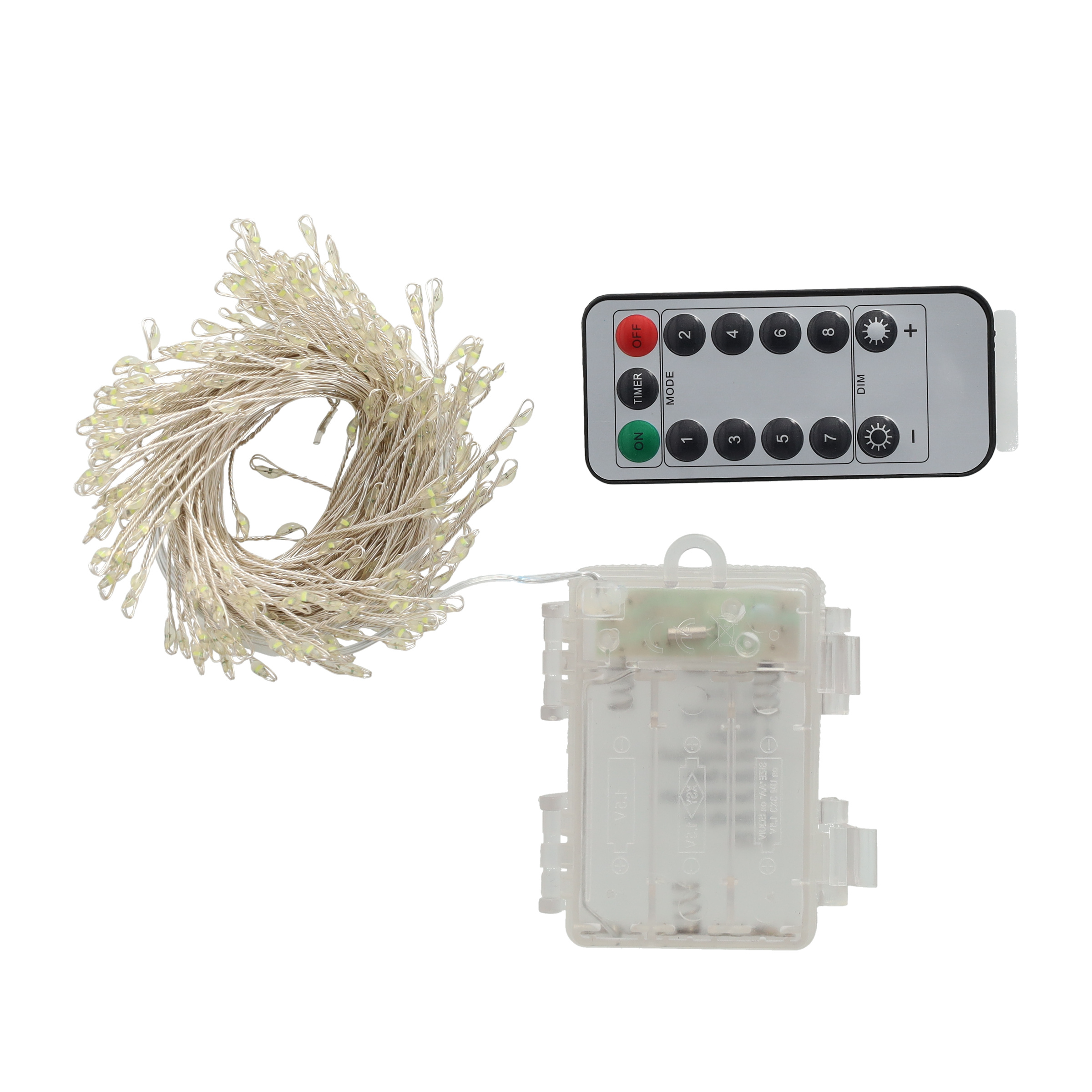 (9m) 300 LED's Deko Draht Lichterkette Feuerwerk Outdoor Beleuchtung 8 Modi   Fernbedienung IP44 (Batteriebetrieben) - Kaltweiss