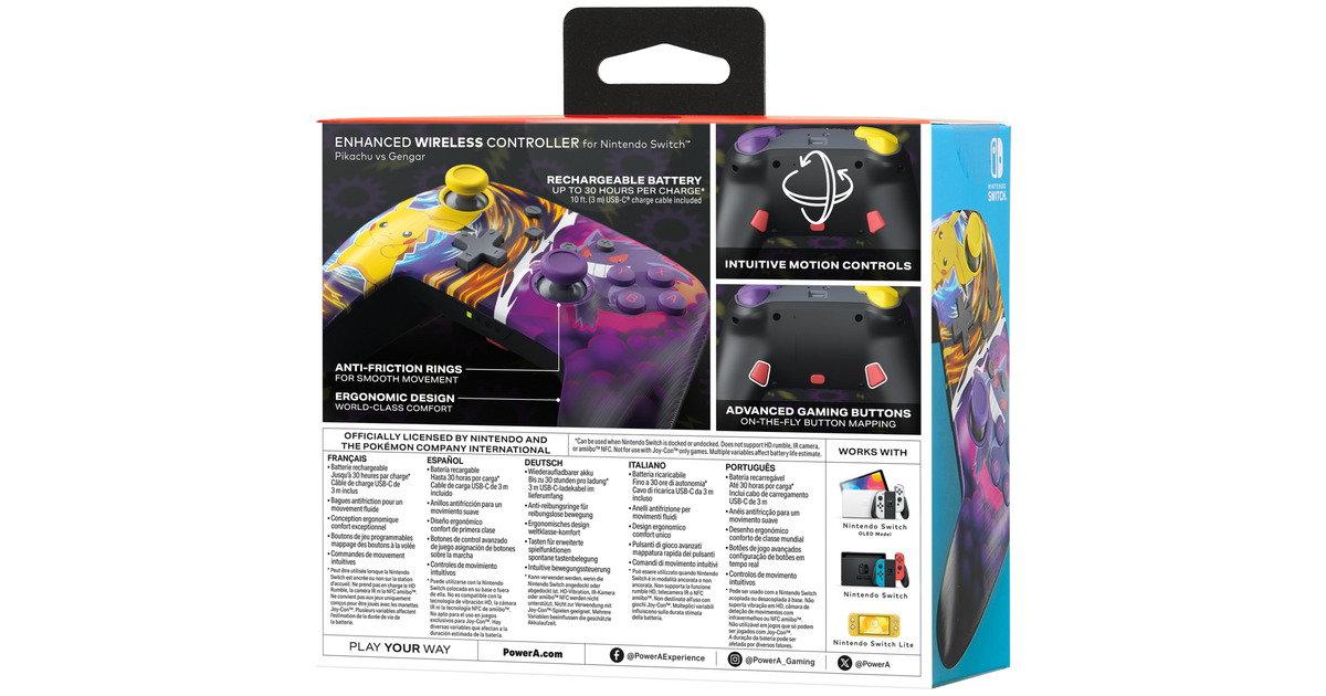 PowerAEnhanced Wireless Controller for Nintendo Switch - Pikachu vs. Gengar  (Geel/donkerpaars)