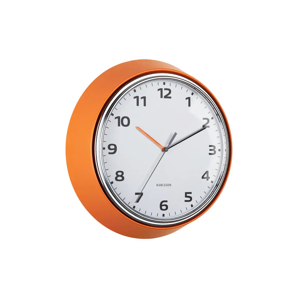 Karlsson - Wandklok Modern Retro - Helderoranje- Ø34cm