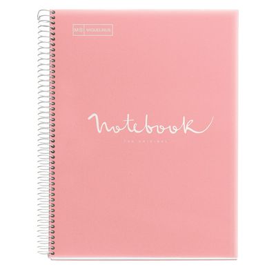 Notebook Emotions, couverture souple, A4, quadrillage 5x5 mm, 80 feuilles de 1 couleur, Miquelrius, Corail.