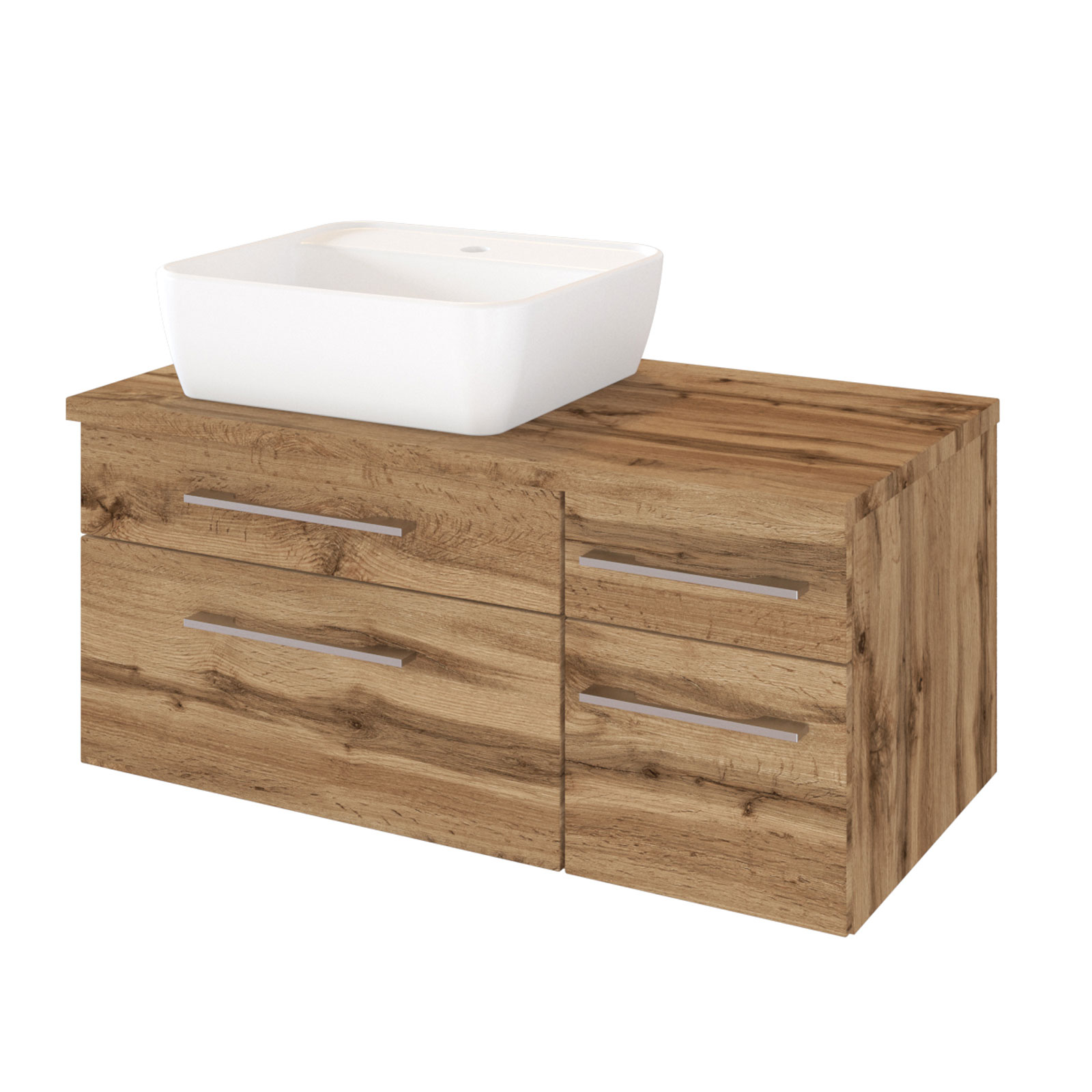3-teiliges Badmöbel-SetDAVOS - Wotaneiche - 90 cm breit - Becken links