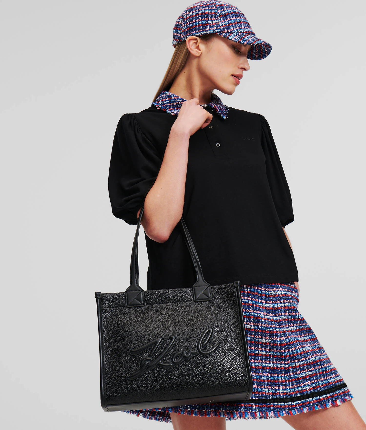 CABAS DE TAILLE MOYENNE EN CUIR GRAINÉ K/SKUARE - Noir