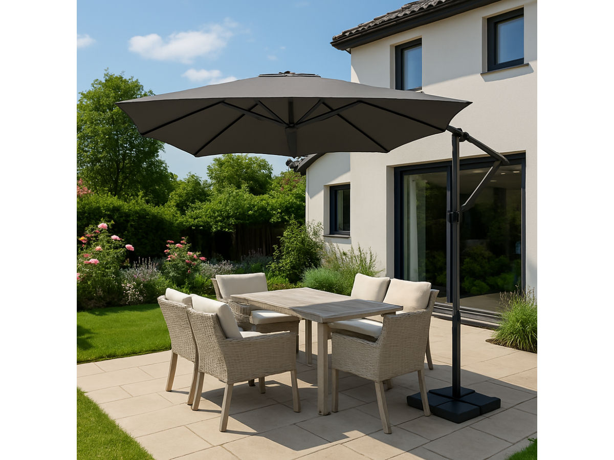 Hesperide HIXA parasol met voet - Black