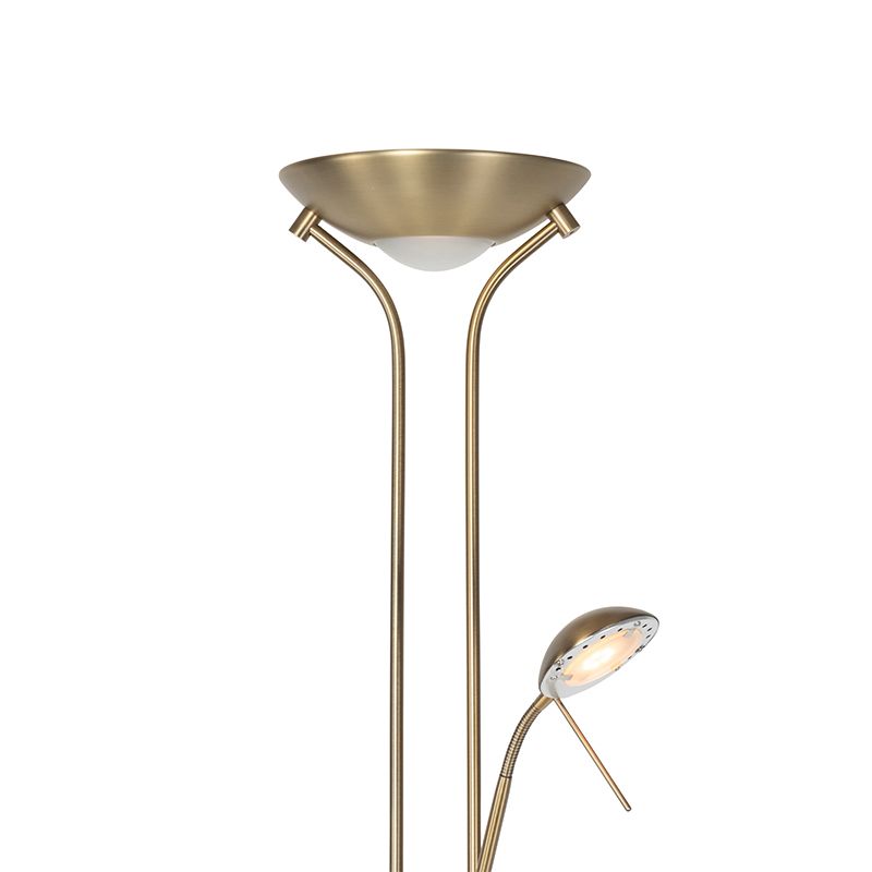 Moderne vloerlamp brons met leeslamp incl. LED dim to warm - Diva
