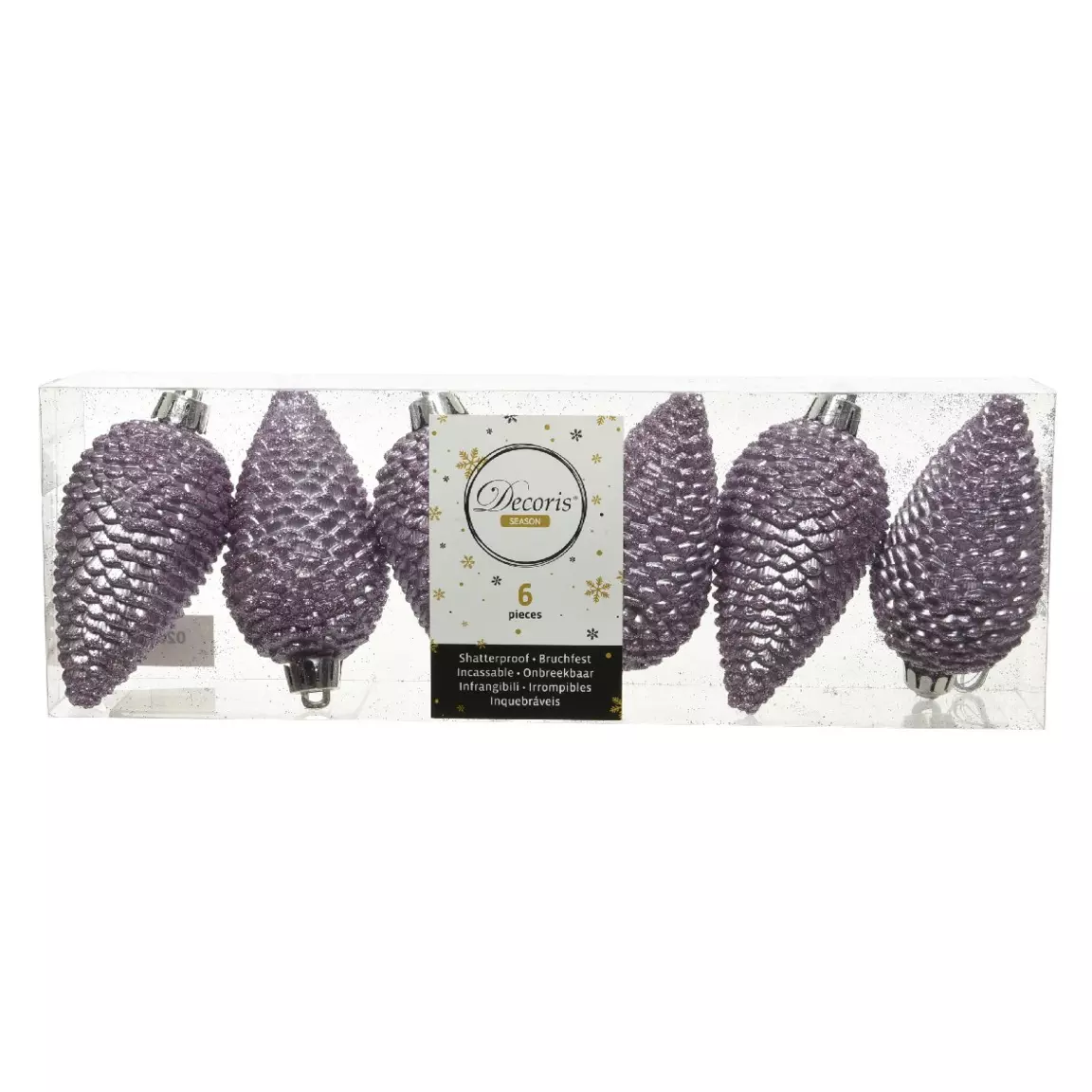Lot de 6 pommes de pin à suspendre (H8 cm) Alpine Lilas