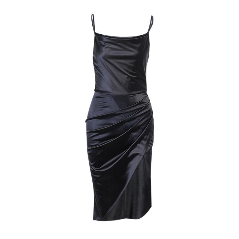 Femme Cradle - Spaghettibandjes col-hals split midi-jurk
