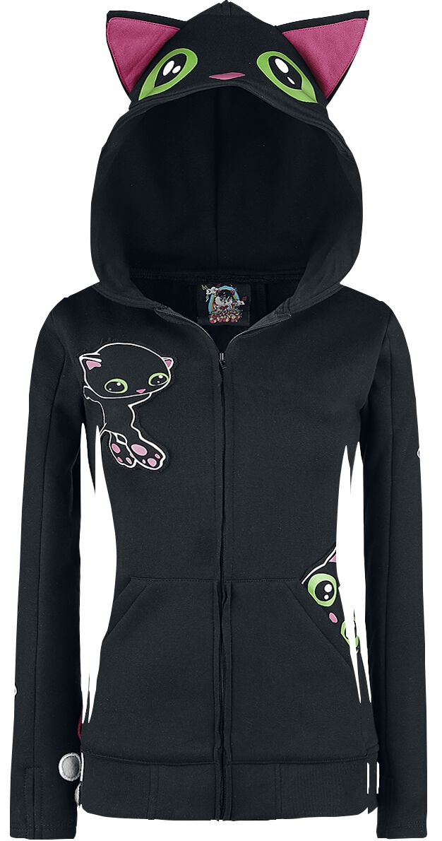 Black Cat Hood | Cupcake Cult Sweat-shirt zippé à capuche