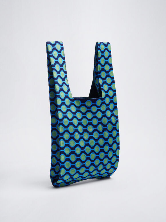 Sacola de compras em jacquard - Azul
