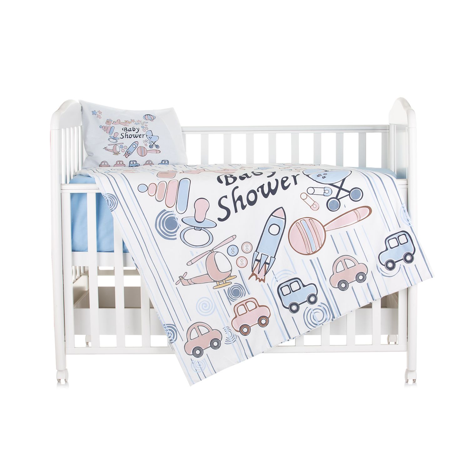 Chipolino 5-teiliges Bettwäsche Set, Decke 95 x 125 cm Kissen 35 x 45 cm blau weiß