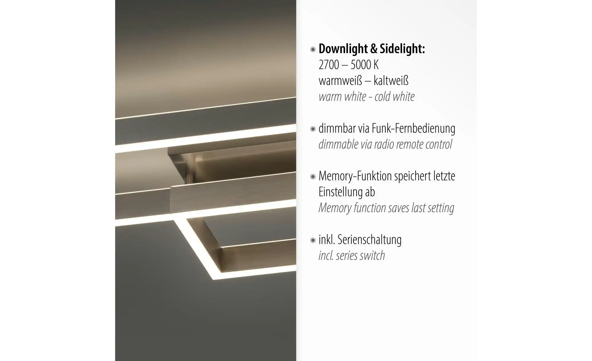 Paul Neuhaus LED-Deckenleuchte, 2-flammig, Nickel-matt