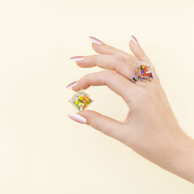 Bague en verre soufflé - Gaia Medium Perles