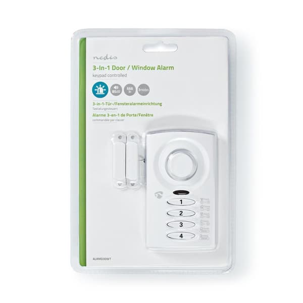 Nedis Dør Vindu Alarm | Batteri drevet | 3x AAA/LR03 | 85 dB | Hvit