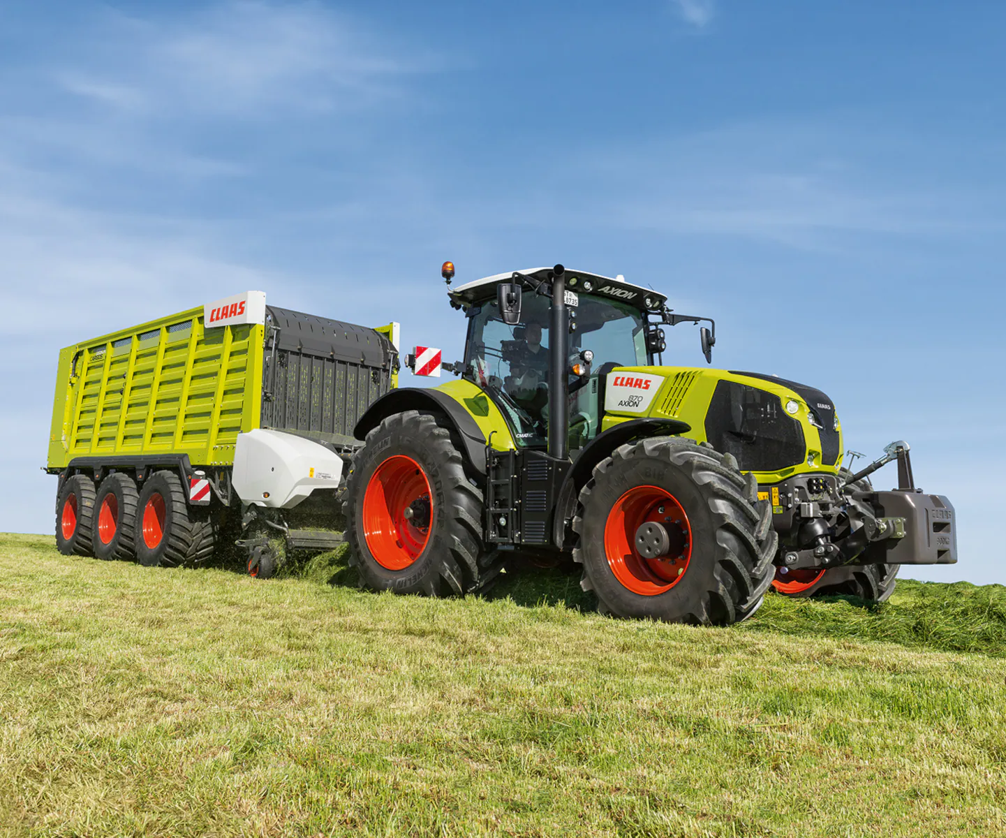 Claas ferngesteuerter Traktor Axion 870 + Anhänger Cargos 9600 (Maßstab 1:16) Trecker Trekker