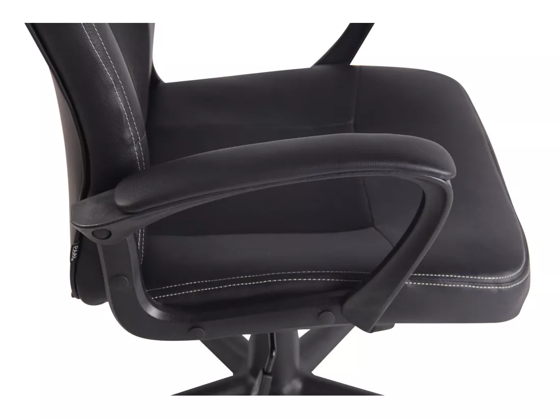 Chaise de bureau - Similicuir & Chrome - Noir / Noir - Elbing