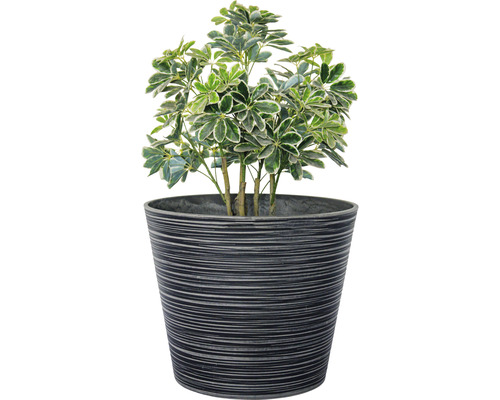 Lafiora geribbelde plantenbak, kunststeen, Ø 60 cm, H 49 cm, antraciet