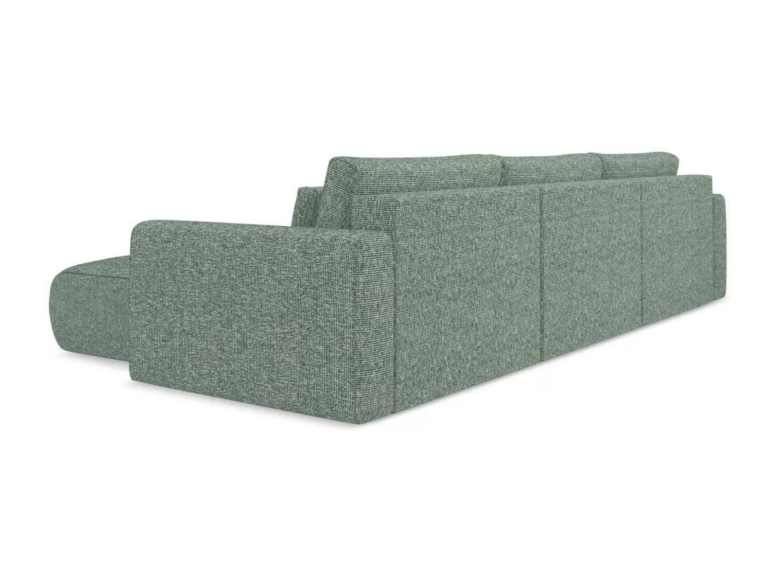 Canapé d'angle panoramique convertible en tissu texturé - vert clair - KAPUA