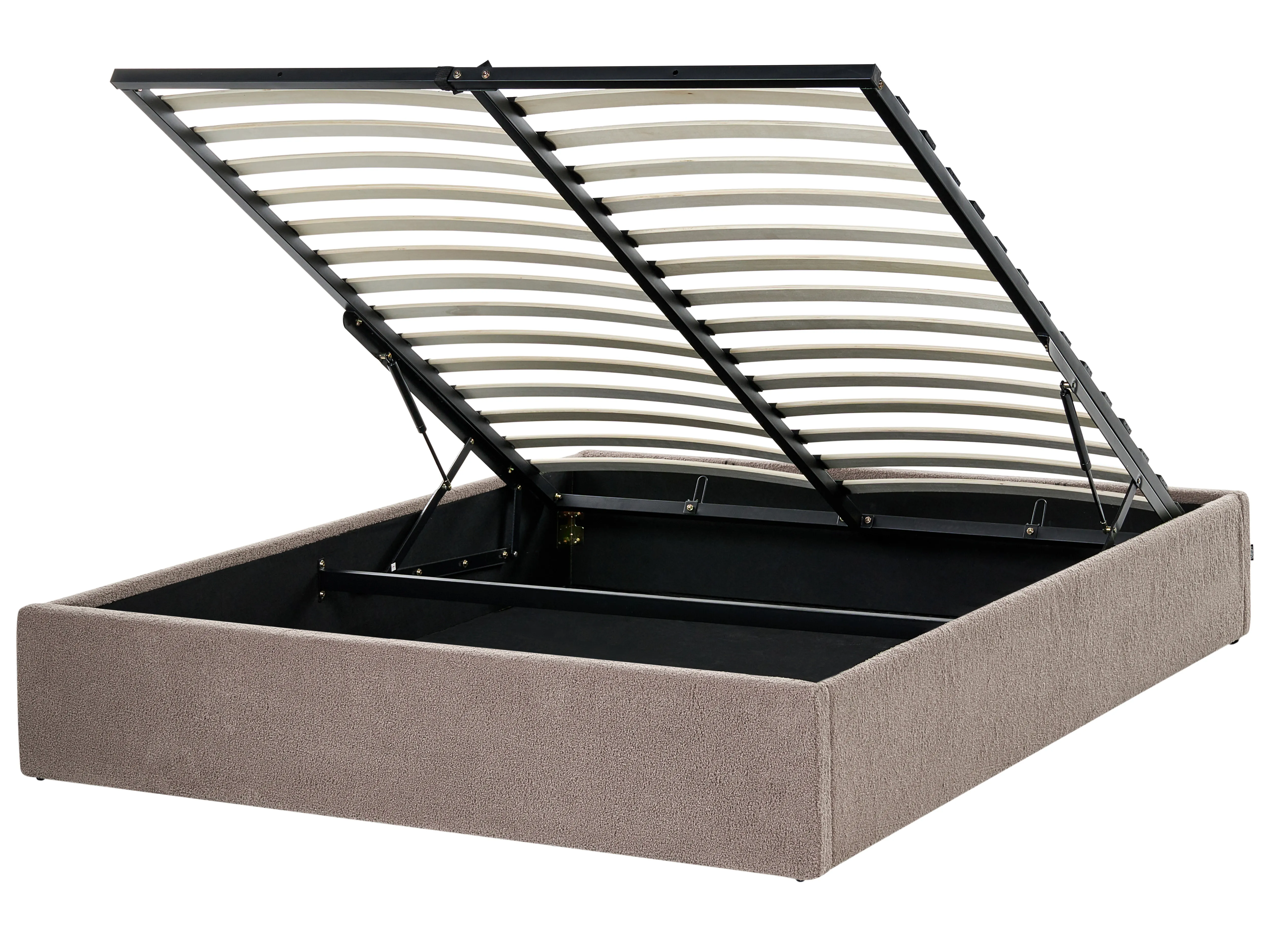 Opbergbed zonder hoofdbord Bouclé DINAN 140 x 200 cm Taupe